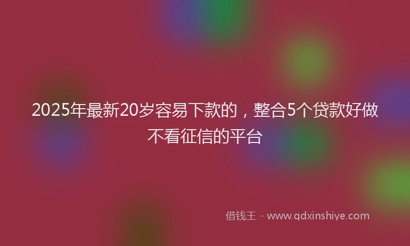 2025年最新20岁容易下款的，整合5个贷款好做不看征信的平台