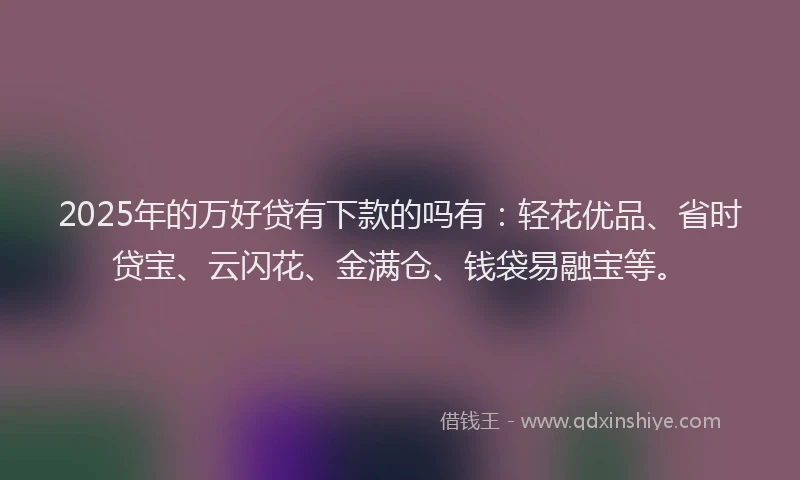 2025年的万好贷有下款的吗有：轻花优品、省时贷宝、云闪花、金满仓、钱袋易融宝等。
