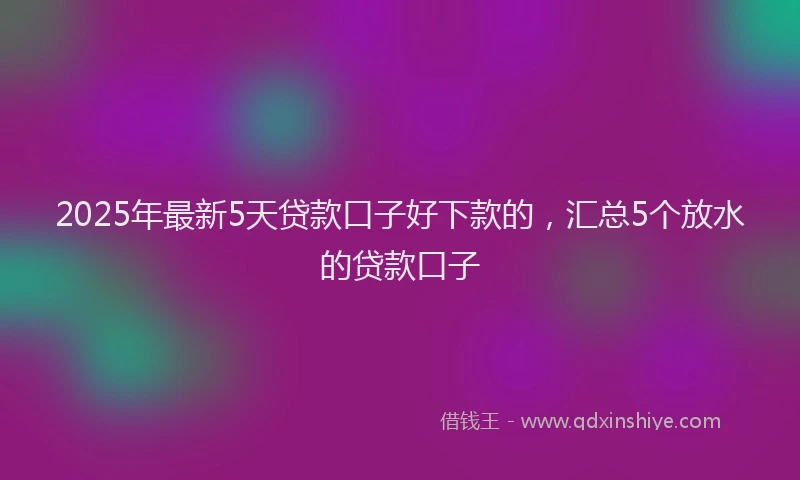 2025年最新5天贷款口子好下款的，汇总5个放水的贷款口子