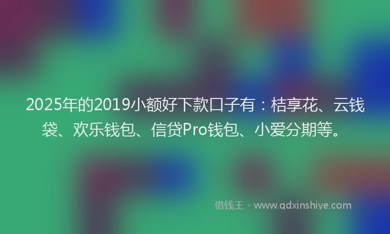 2025年的2019小额好下款口子有：桔享花、云钱袋、欢乐钱包、信贷Pro钱包、小爱分期等。