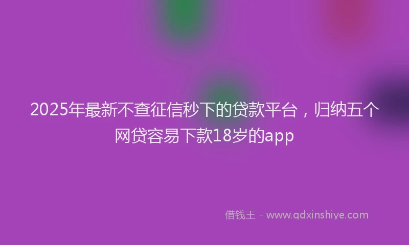 2025年最新不查征信秒下的贷款平台，归纳五个网贷容易下款18岁的app