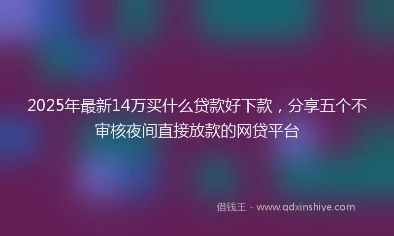 2025年最新14万买什么贷款好下款，分享五个不审核夜间直接放款的网贷平台