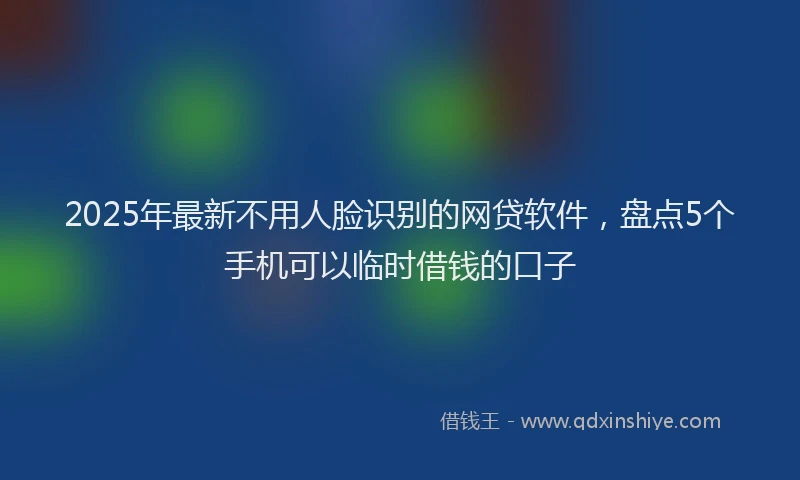 2025年最新不用人脸识别的网贷软件，盘点5个手机可以临时借钱的口子