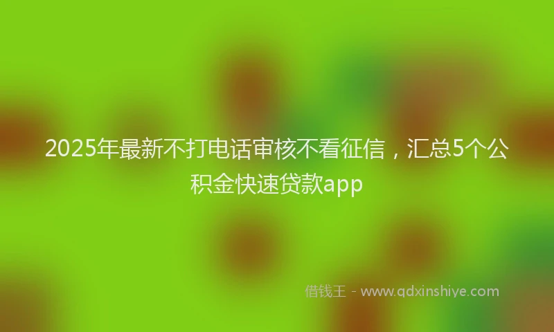 2025年最新不打电话审核不看征信，汇总5个公积金快速贷款app