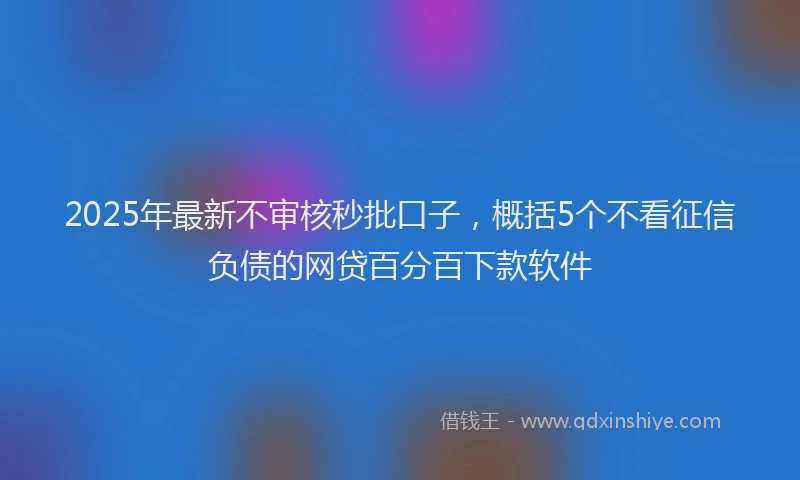 2025年最新不审核秒批口子，概括5个不看征信负债的网贷百分百下款软件