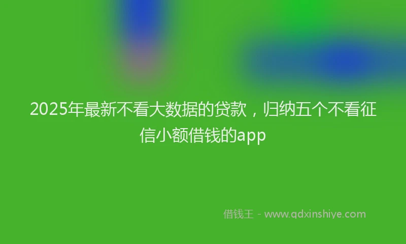 2025年最新不看大数据的贷款，归纳五个不看征信小额借钱的app