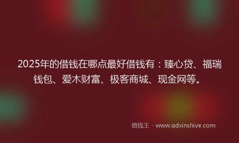 2025年的借钱在哪点最好借钱有：臻心贷、福瑞钱包、爱木财富、极客商城、现金网等。