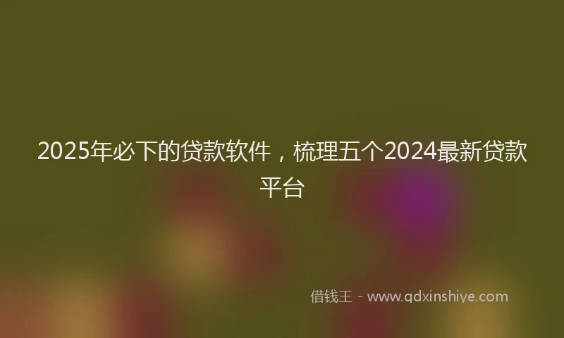 2025年必下的贷款软件，梳理五个2024最新贷款平台