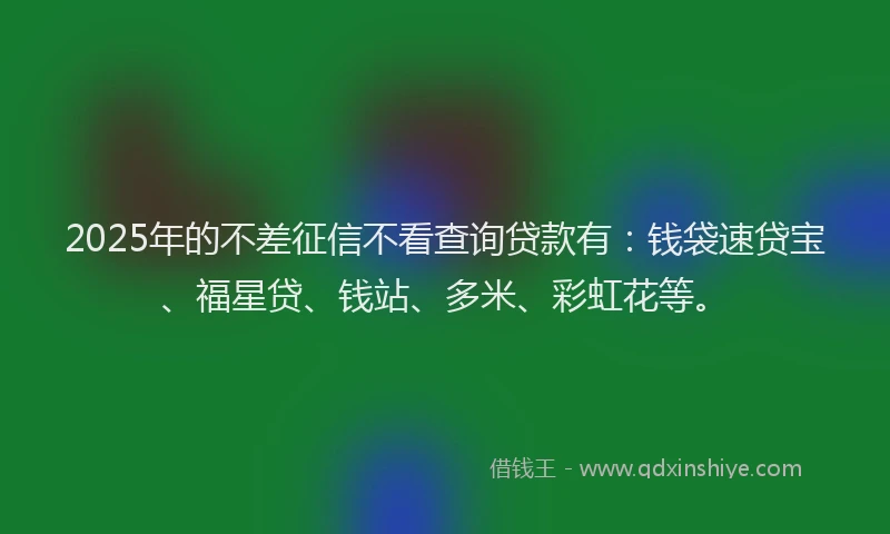 2025年的不差征信不看查询贷款有：钱袋速贷宝、福星贷、钱站、多米、彩虹花等。
