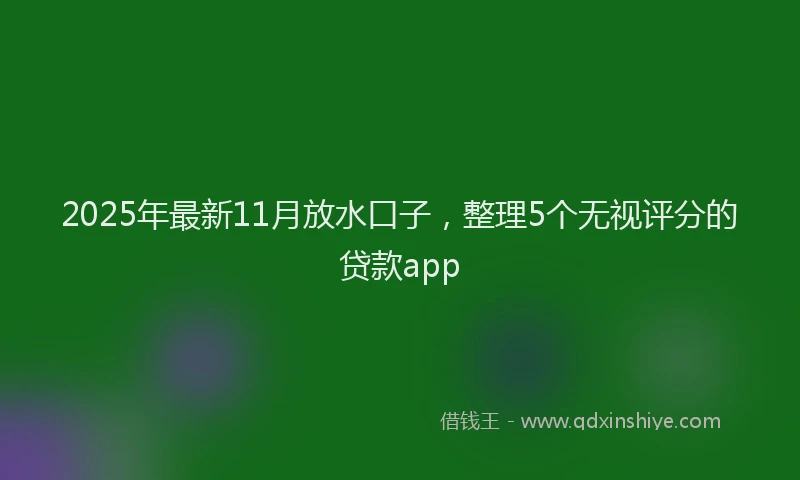 2025年最新11月放水口子，整理5个无视评分的贷款app