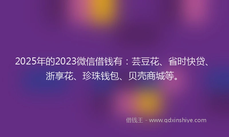 2025年的2023微信借钱有：芸豆花、省时快贷、浙享花、珍珠钱包、贝壳商城等。
