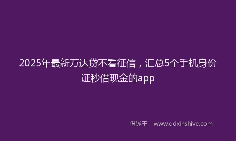 2025年最新万达贷不看征信，汇总5个手机身份证秒借现金的app