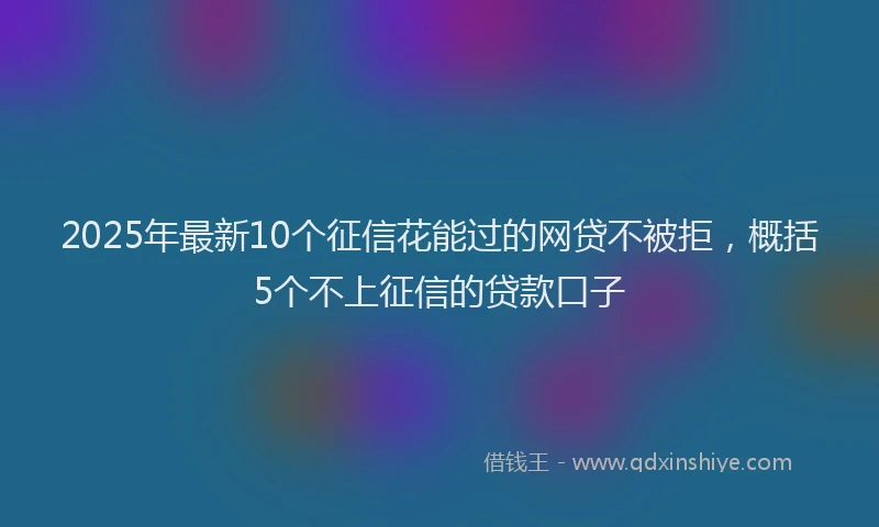 2025年最新10个征信花能过的网贷不被拒，概括5个不上征信的贷款口子