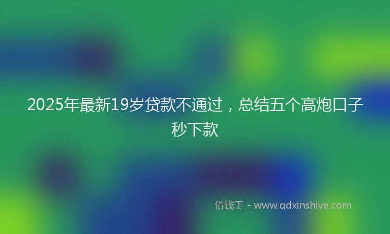 2025年最新19岁贷款不通过，总结五个高炮口子秒下款