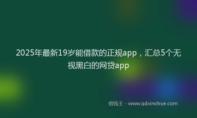 2025年最新19岁能借款的正规app，汇总5个无视黑白的网贷app