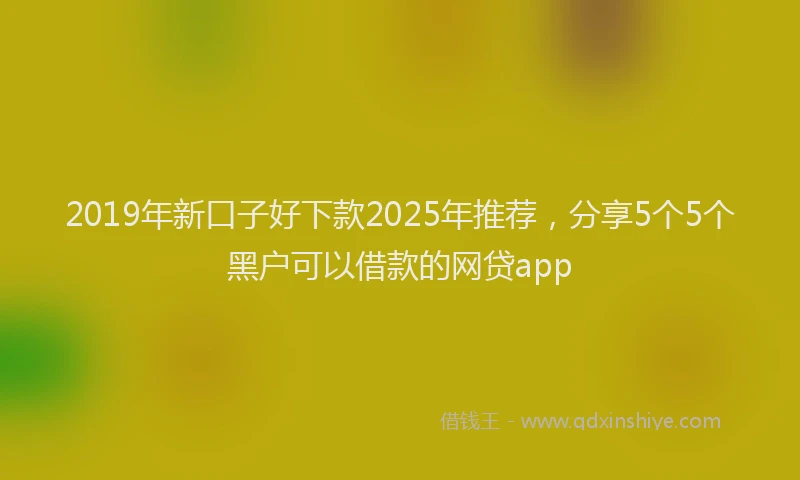 2019年新口子好下款2025年推荐，分享5个5个黑户可以借款的网贷app
