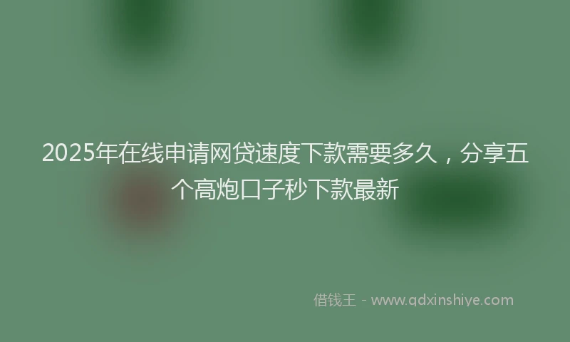 2025年在线申请网贷速度下款需要多久，分享五个高炮口子秒下款最新