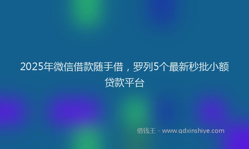 2025年微信借款随手借，罗列5个最新秒批小额贷款平台