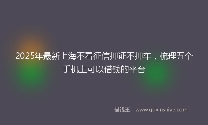 2025年最新上海不看征信押证不押车，梳理五个手机上可以借钱的平台