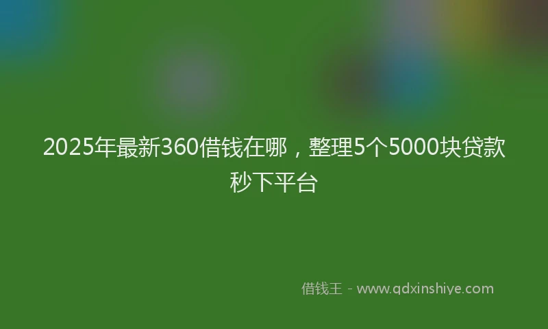 2025年最新360借钱在哪，整理5个5000块贷款秒下平台