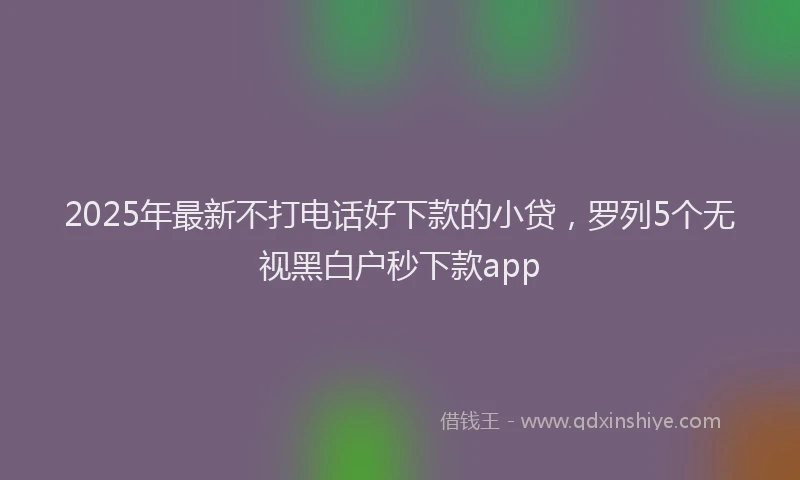 2025年最新不打电话好下款的小贷，罗列5个无视黑白户秒下款app