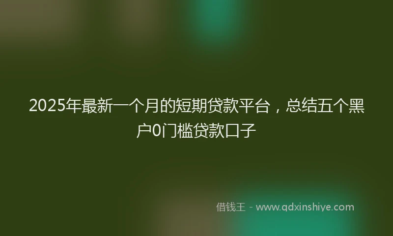 2025年最新一个月的短期贷款平台，总结五个黑户0门槛贷款口子