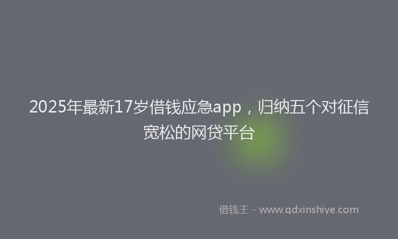 2025年最新17岁借钱应急app，归纳五个对征信宽松的网贷平台