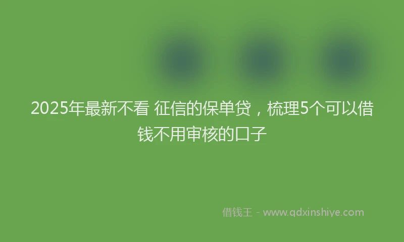 2025年最新不看 征信的保单贷，梳理5个可以借钱不用审核的口子