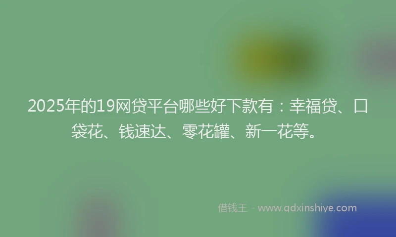 2025年的19网贷平台哪些好下款有：幸福贷、口袋花、钱速达、零花罐、新一花等。