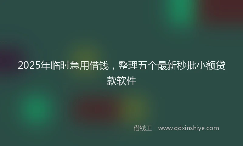 2025年临时急用借钱，整理五个最新秒批小额贷款软件