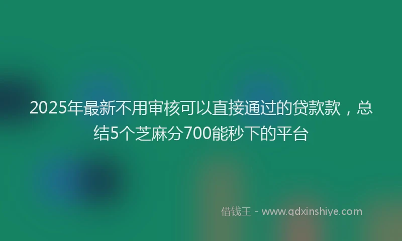 2025年最新不用审核可以直接通过的贷款款，总结5个芝麻分700能秒下的平台