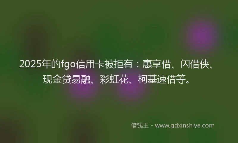 2025年的fgo信用卡被拒有:惠享借、闪借侠、现金贷易融、彩虹花、柯基速借等。
