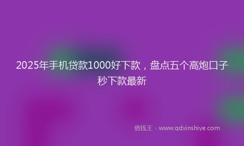 2025年手机贷款1000好下款，盘点五个高炮口子秒下款最新