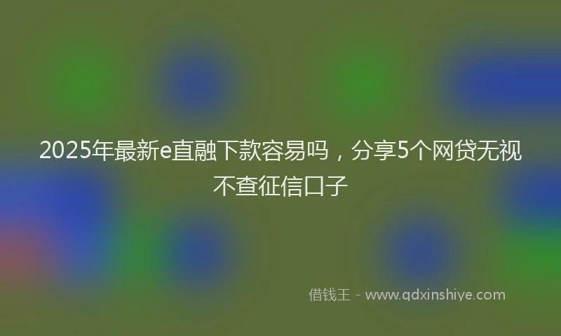 2025年最新e直融下款容易吗，分享5个网贷无视不查征信口子