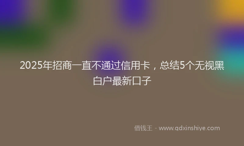 2025年招商一直不通过信用卡，总结5个无视黑白户最新口子