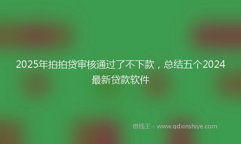 2025年拍拍贷审核通过了不下款，总结五个2024最新贷款软件