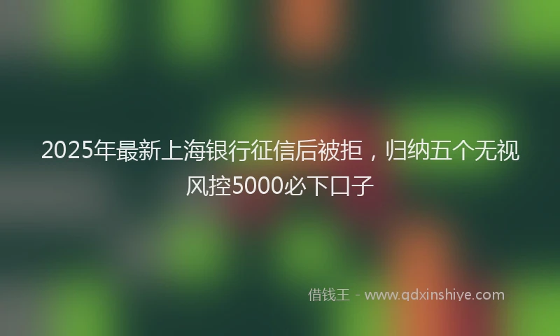 2025年最新上海银行征信后被拒，归纳五个无视风控5000必下口子