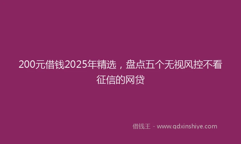 200元借钱2025年精选，盘点五个无视风控不看征信的网贷