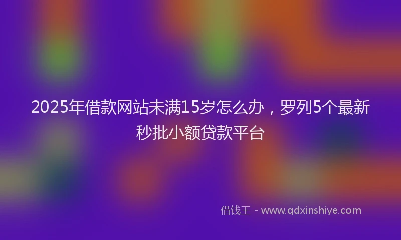 2025年借款网站未满15岁怎么办，罗列5个最新秒批小额贷款平台