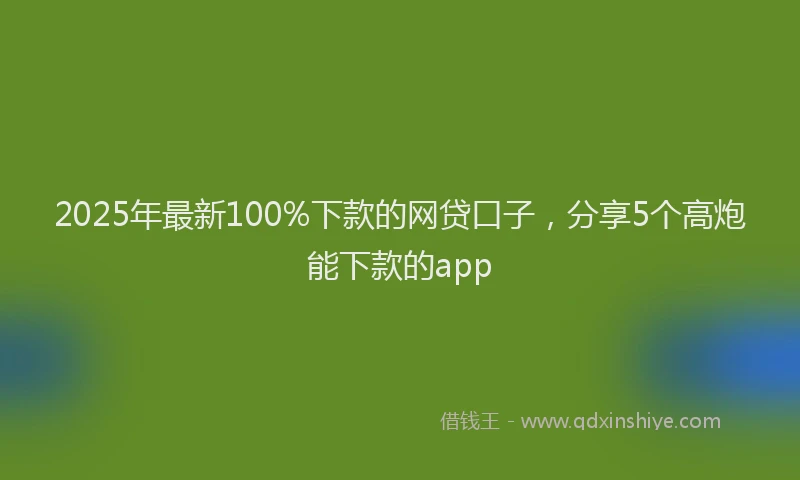 2025年最新100%下款的网贷口子，分享5个高炮能下款的app