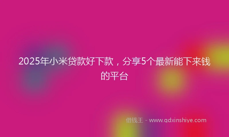 2025年小米贷款好下款，分享5个最新能下来钱的平台