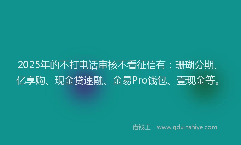 2025年的不打电话审核不看征信有：珊瑚分期、亿享购、现金贷速融、金易Pro钱包、壹现金等。