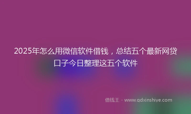 2025年怎么用微信软件借钱，总结五个最新网贷口子今日整理这五个软件