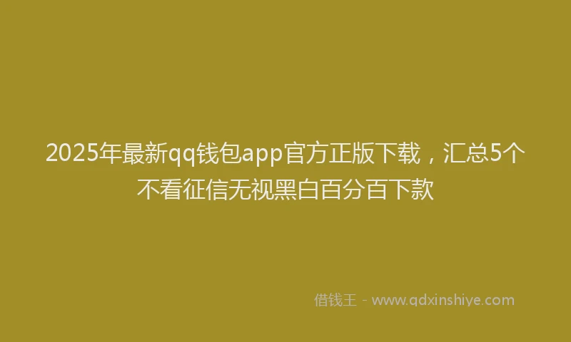 2025年最新qq钱包app官方正版下载，汇总5个不看征信无视黑白百分百下款