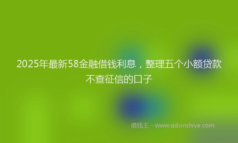 2025年最新58金融借钱利息，整理五个小额贷款不查征信的口子