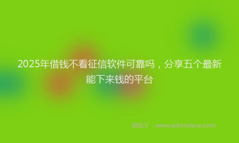 2025年借钱不看征信软件可靠吗，分享五个最新能下来钱的平台
