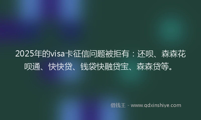 2025年的visa卡征信问题被拒有：还呗、森森花呗通、快快贷、钱袋快融贷宝、森森贷等。