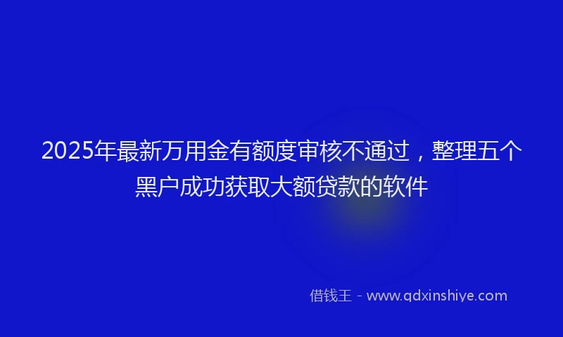 2025年最新万用金有额度审核不通过，整理五个黑户成功获取大额贷款的软件