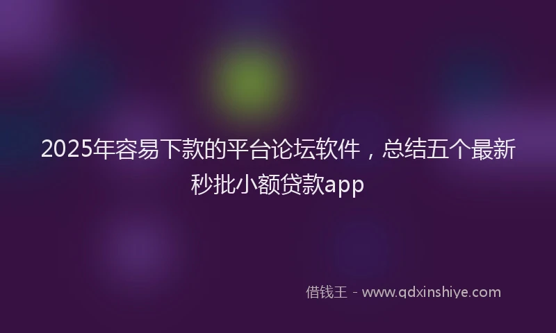 2025年容易下款的平台论坛软件，总结五个最新秒批小额贷款app