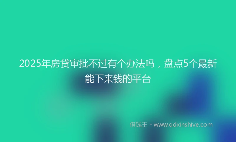2025年房贷审批不过有个办法吗，盘点5个最新能下来钱的平台